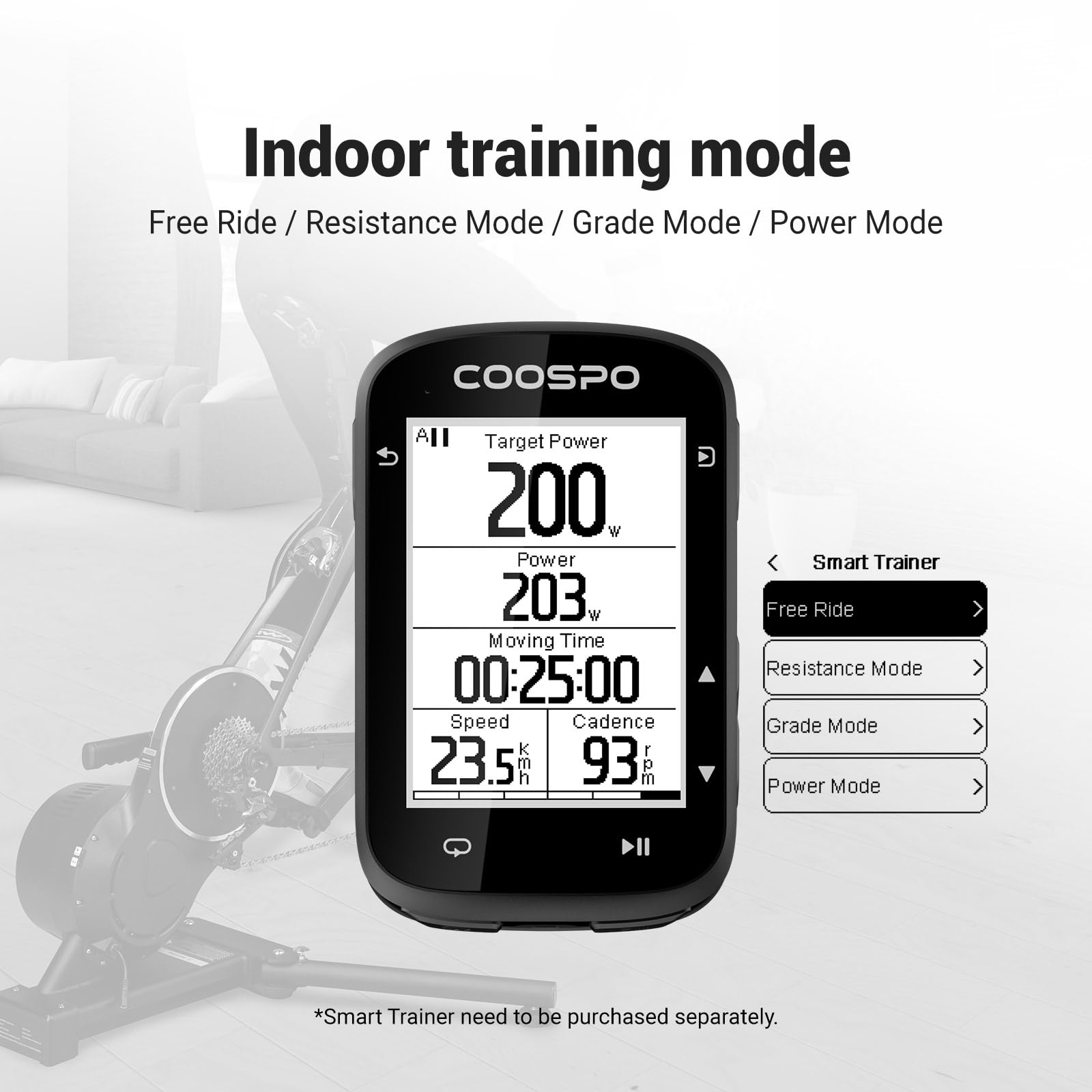 COOSPO Wireless GPS Bike Computer CS500 - 2.6 Inch LCD Cycling GPS with Bluetooth 5.0 & ANT+ | Route Navigation, Speed Tracking & Bike Radar Support | 45H Battery Life & Auto-Backlight for Road, Mountain & Commuter Biking