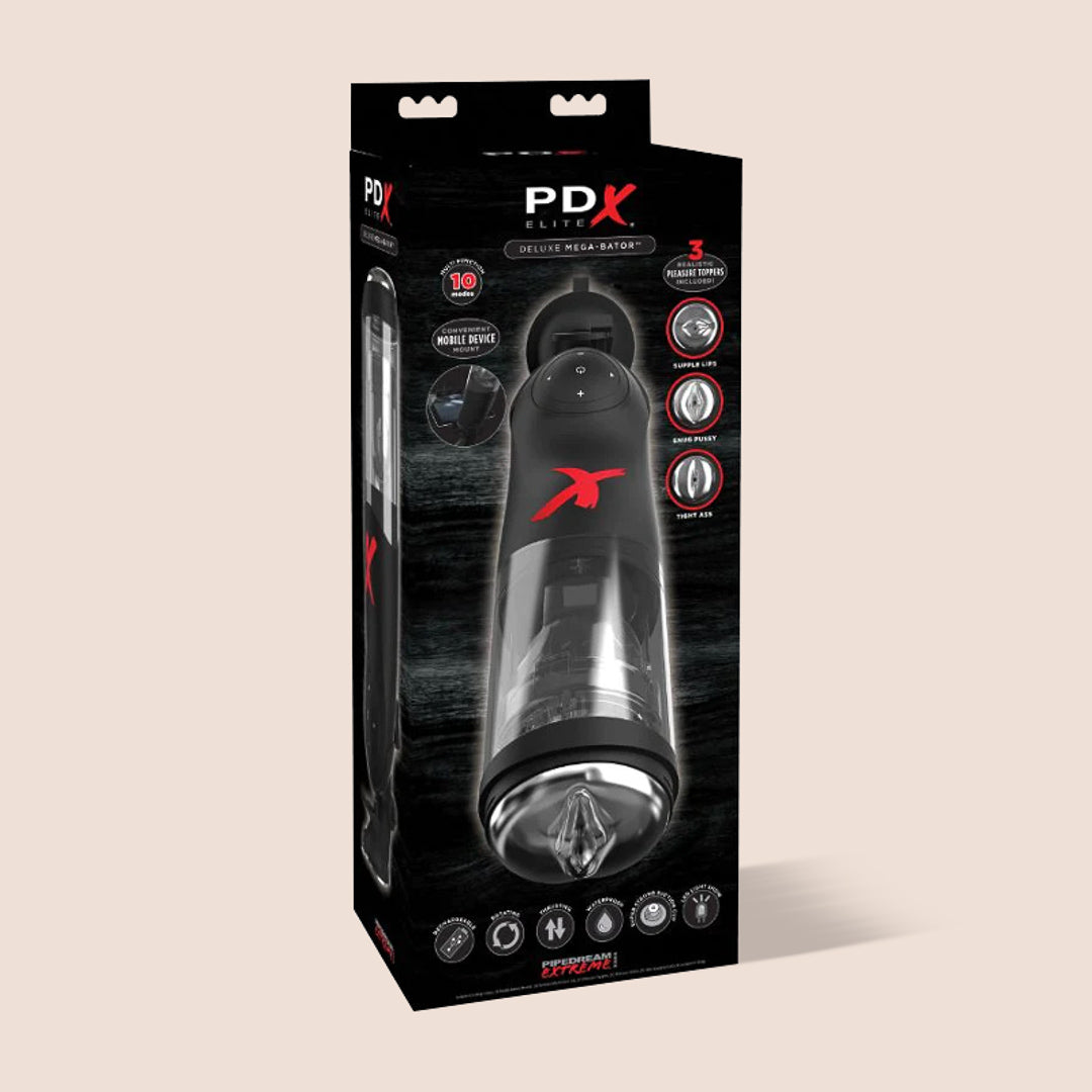 PDX Elite Deluxe Mega Bator - Rechargeable Hands-Free Male Masturbator for Discreet Solo Pleasure at Home