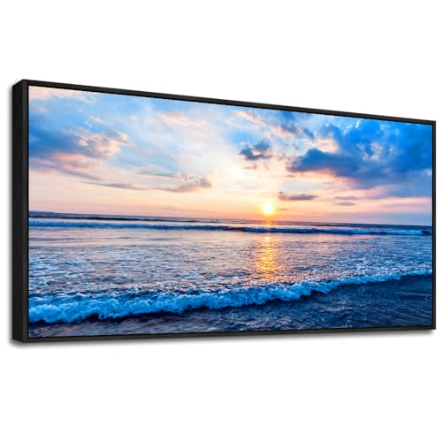 Blue Waves Black Framed