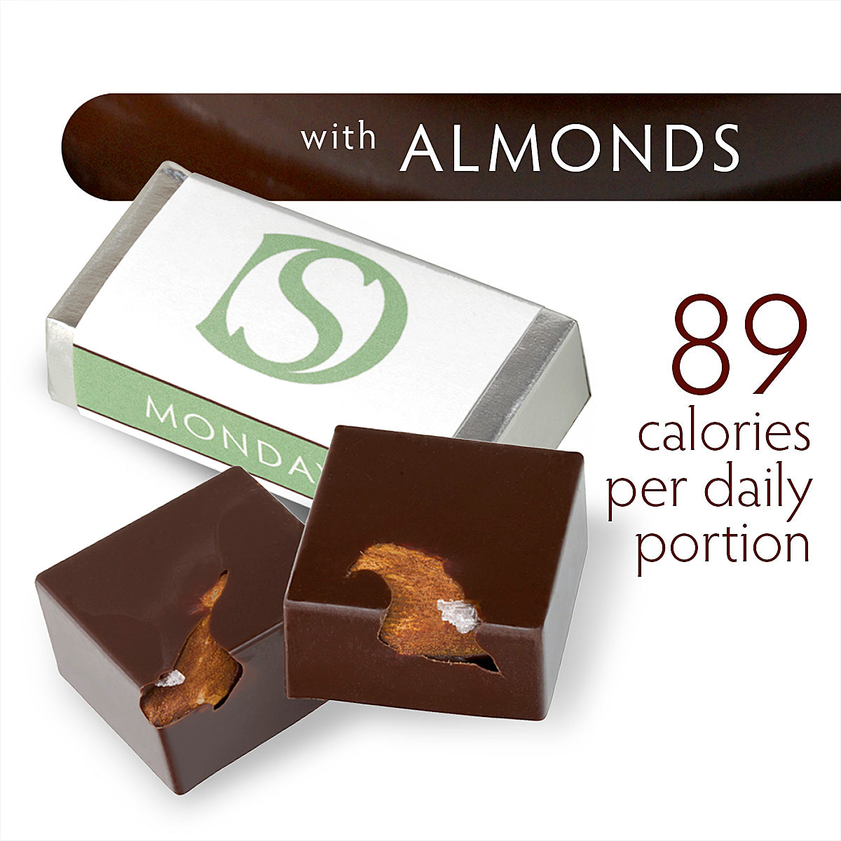 Premium Dark Chocolate with Almonds - 3 Pack (30 Day Supply) | Gourmet Snacks for Gifts, Parties & Healthy Desserts