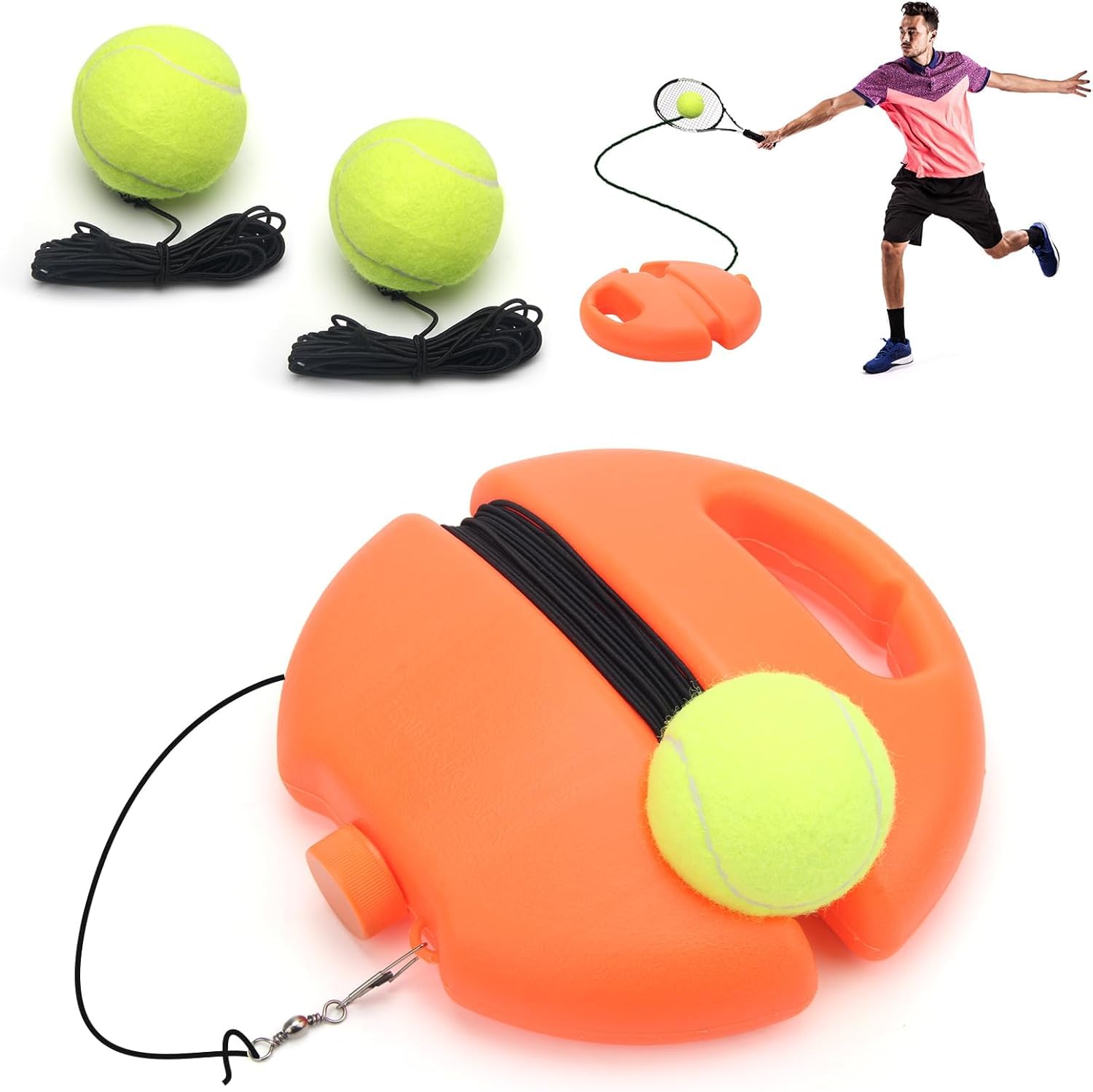 Solo Tennis Trainer Rebound Ball with String - Portable Tennis Practice Equipment for Self-Training | Includes 3 Tennis Balls & Elastic Cord | Perfect for Beginners & Adults | Indoor & Outdoor Use