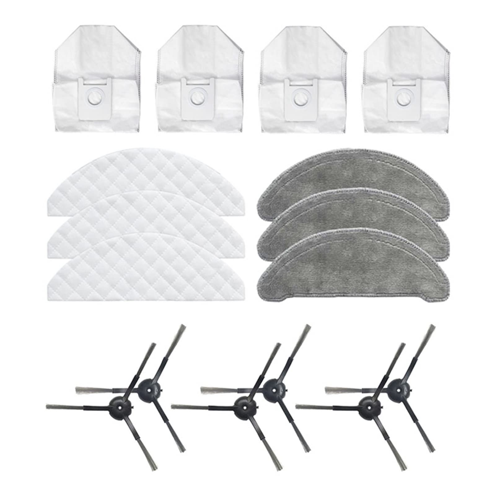 Xiaomi ROIDMI EVE Plus Robot Vacuum Cleaner Accessories - 6-Pack Disposable Mop Cloths, Dust Bags & Side Brushes - Compatible Replacement Parts for Efficient Cleaning (White) - Perfect for Hardwood Floors, Carpets & Pet Hair Removal