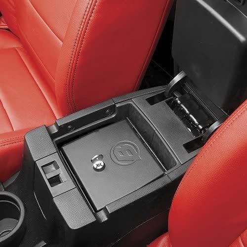 Bestop 4264301 Lockable Center Console Safe for 2011-2018 Jeep Wrangler JK 2-Door & 4-Door Models - Secure Storage for Valuables & Guns While Off-Roading or Parking
