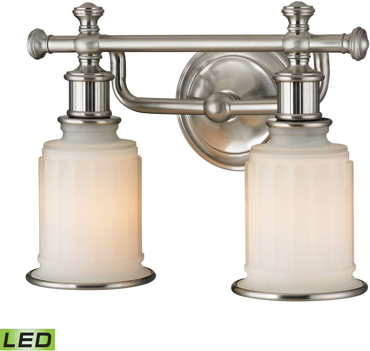 13W Acadia 2-Light LED Vanity Light Fixture in Brushed Nickel Finish - Perfect for Bathroom Mirror Lighting and Modern Home Decor