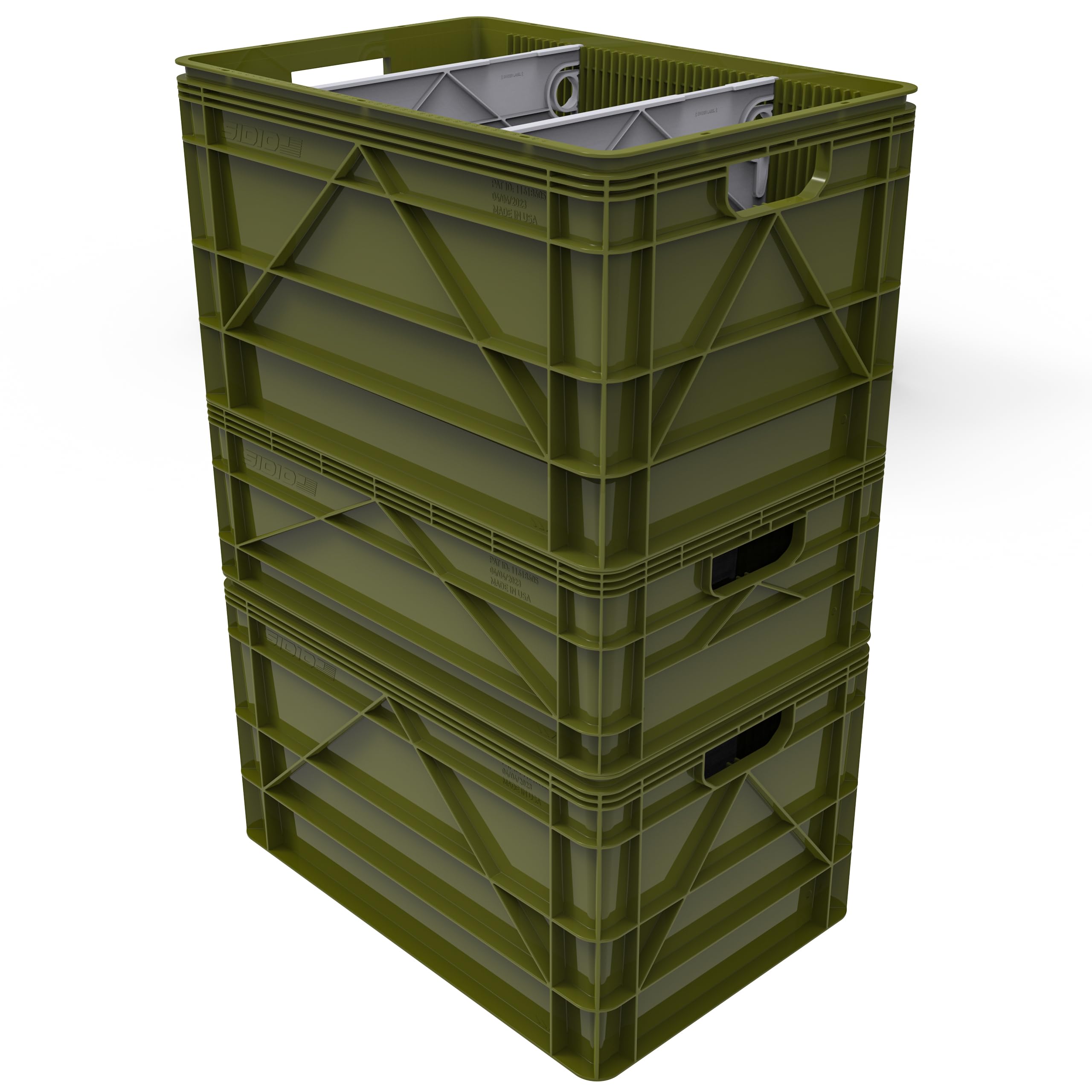 Heavy Duty Stackable Storage Bins - 2 Full-Size & 1 Half-Size Plastic Organizer with Dividers for Home, Office, Garage | Durable Totes & Containers for Closet Organization, Toy Storage & Outdoor Gear