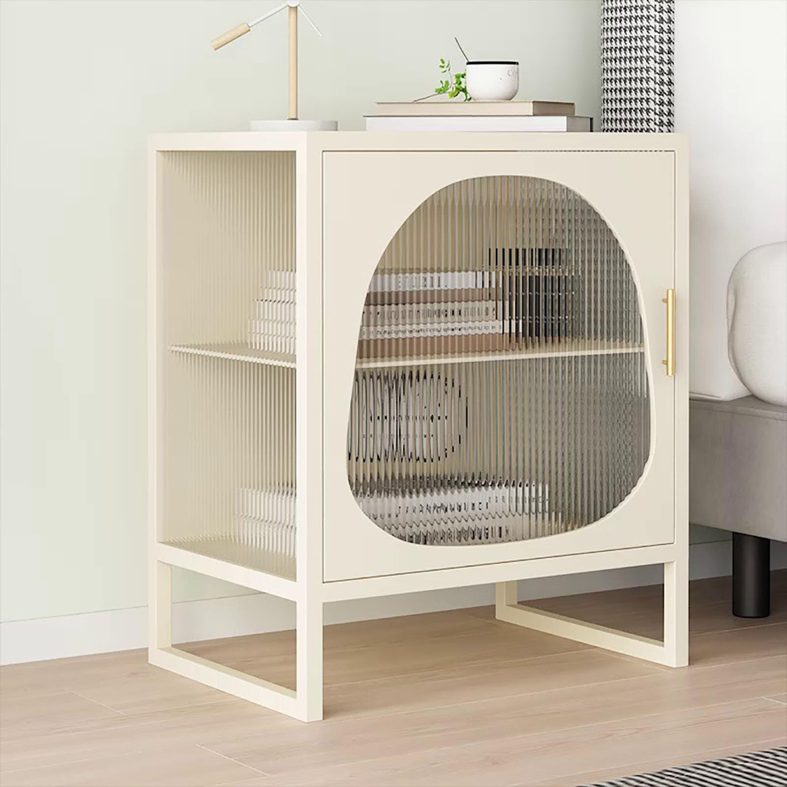 Modern Nightstand with 2-Tier Storage - Sturdy Iron Frame & Tempered Glass Top - White Right-Side Bedside Table for Bedroom or Living Room - Perfect for Holding Lamps, Books & Bedroom Essentials