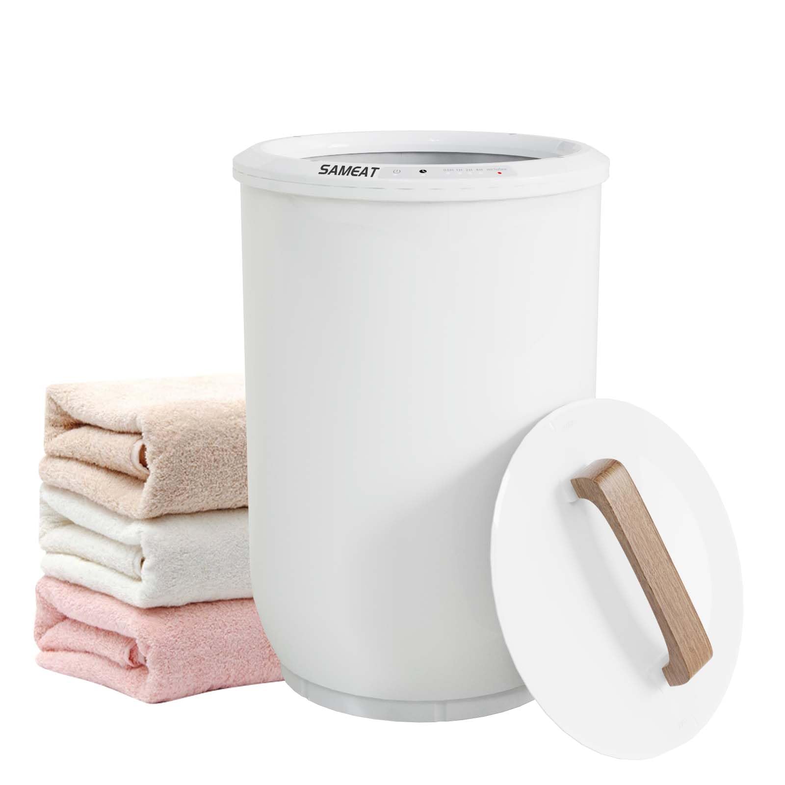 Premium SAMEAT Bucket Style Towel Warmer for Bathroom - 20L Luxury Electric Towel Heater with Wood Handle & Auto Shut-Off, Fits 2 Oversized 40