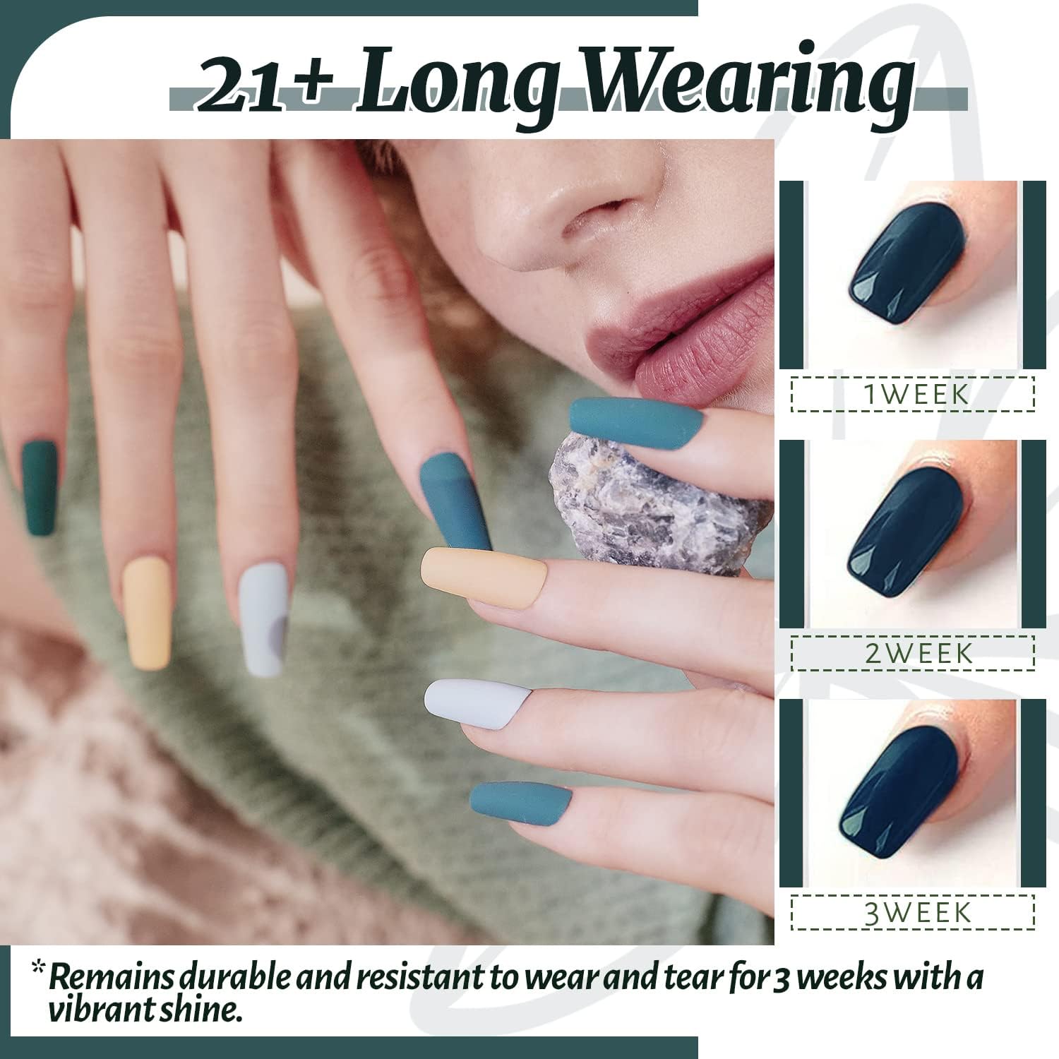 JEWHITENY 45 Pcs Gel Nail Polish Kit - Soak Off UV LED Nail Lamp, 2 Glossy & Matte Top Coats, 2 Base Coats | Professional Manicure Starter Set for Women | Perfect for Home Nail Salon & DIY Nail Art