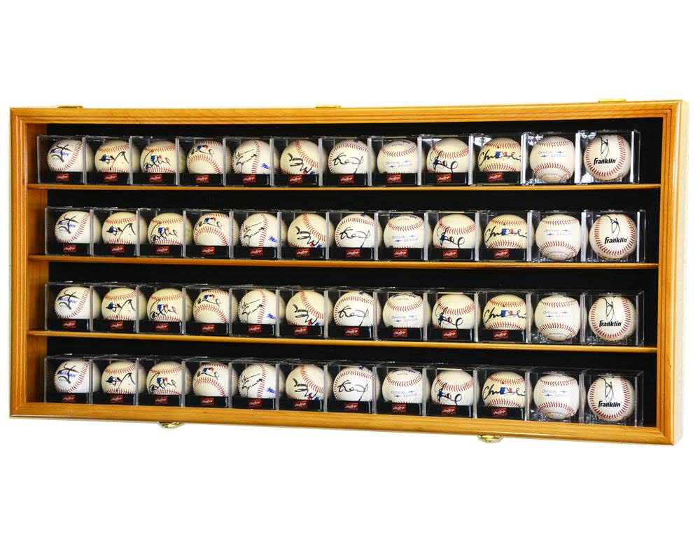 48 Baseball Display Case Wall Cabinet with 98% UV Protection - Perfect for Showcasing Collectibles in Home, Office, or Retail Stores