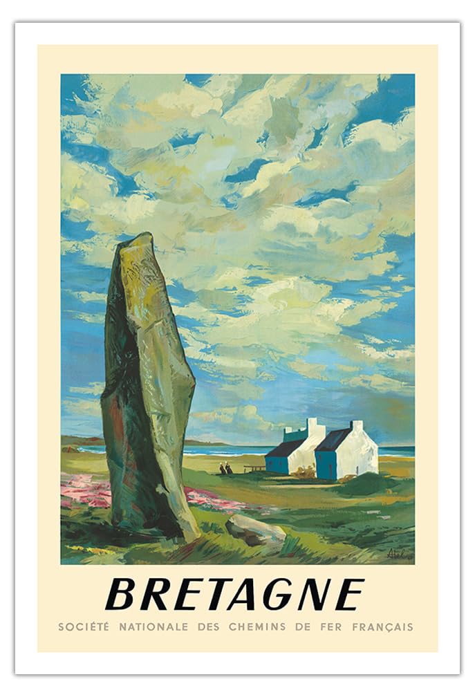 Vintage Brittany France Travel Poster by Abel c.1947 - SNCF Railway Art Print 30x44in - Fine Art Matte Paper Unframed - Perfect for Home Decor, Office Wall Art & French Culture Enthusiasts