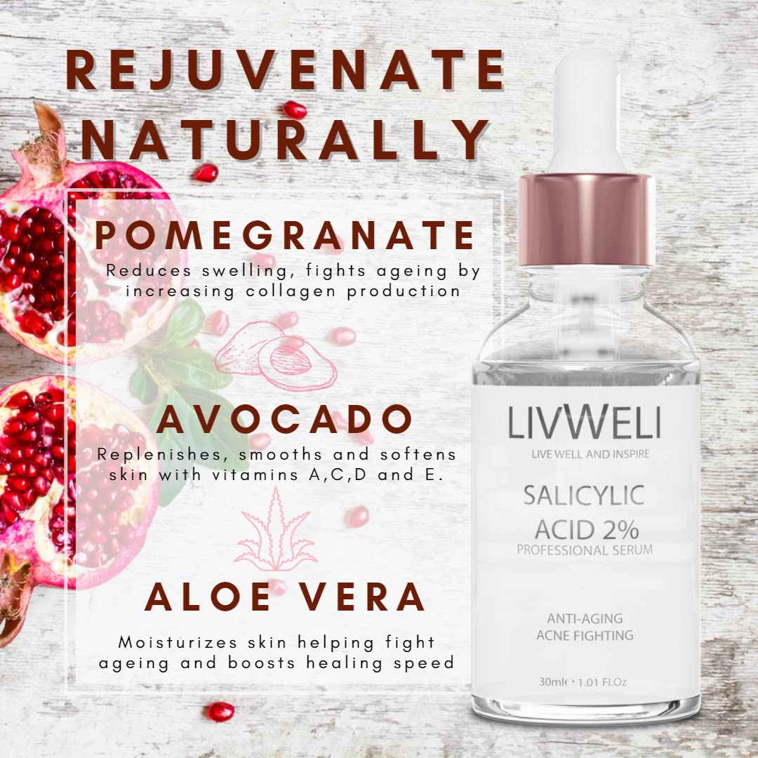 2% Salicylic Acid Serum for Acne Treatment - Exfoliating Face Serum for Smooth & Bright Skin - Vegan & Cruelty-Free Skincare (30ml) - Perfect for Daily Acne-Prone Skin Care Routine
