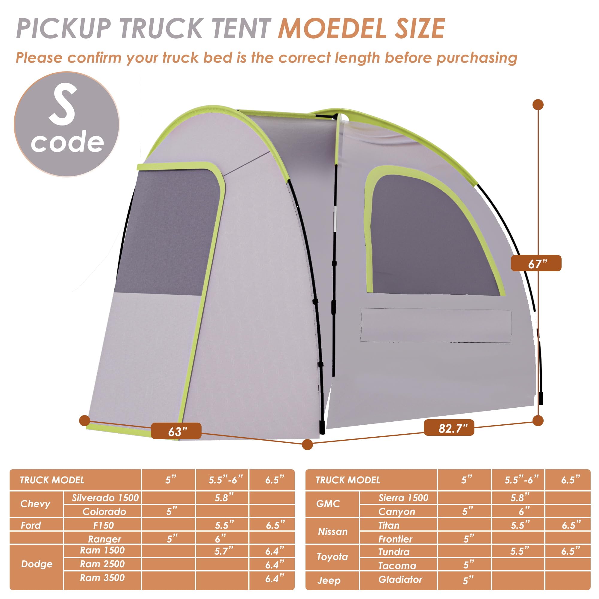 Automatic Setup Truck Bed Tent - Quick & Easy Portable Outdoor Camping Tent for Pickup Trucks (4.9'-6.8') | Includes Beach Mat, Shoe Bag & Storage Bag | Perfect for Camping, Beach Trips & Road Adventures
