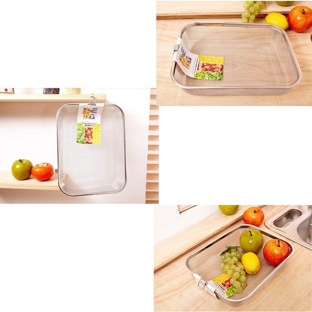 Stainless Steel Over The Sink Kitchen Drainer Basket - Oval Colander Strainer with Fine Mesh & Handle for Washing Fruits Vegetables | Perfect for Kitchen Storage, Dish Drying & Food Prep Organizer