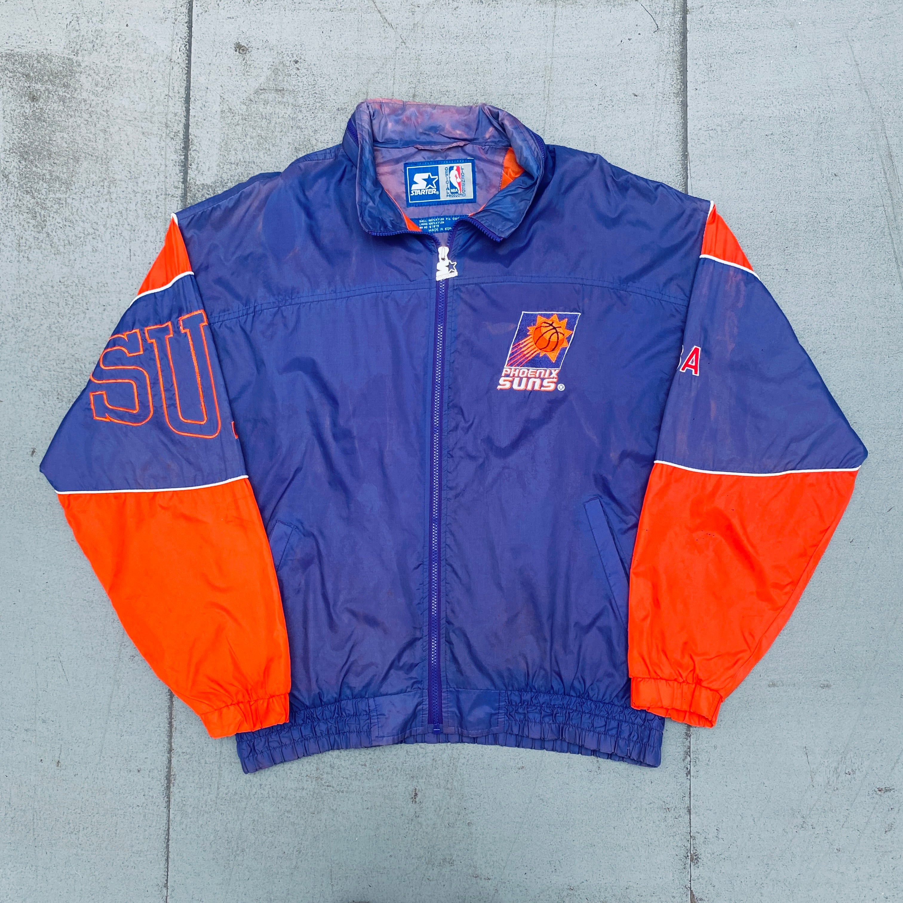 Vintage 1990s Phoenix Suns Full-Zip Starter Windbreaker Jacket - Large Size | Retro NBA Basketball Fan Gear for Men, Game Day Outfits & Casual Wear