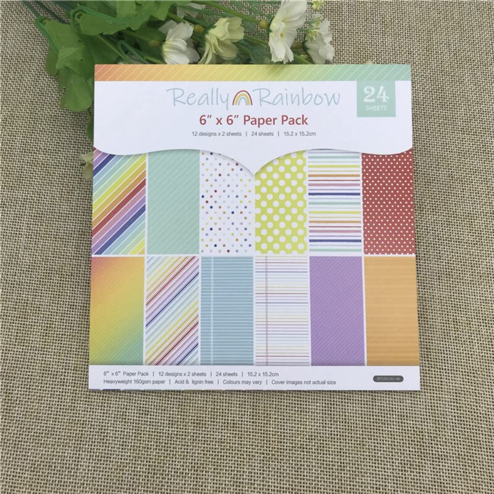 KAIZKING 24-Sheet 6x6 Inch Rainbow Flower Pattern Scrapbook Paper Pack - Handmade Craft Paper for Card Making, DIY Albums, Journaling & Decorative Backgrounds
