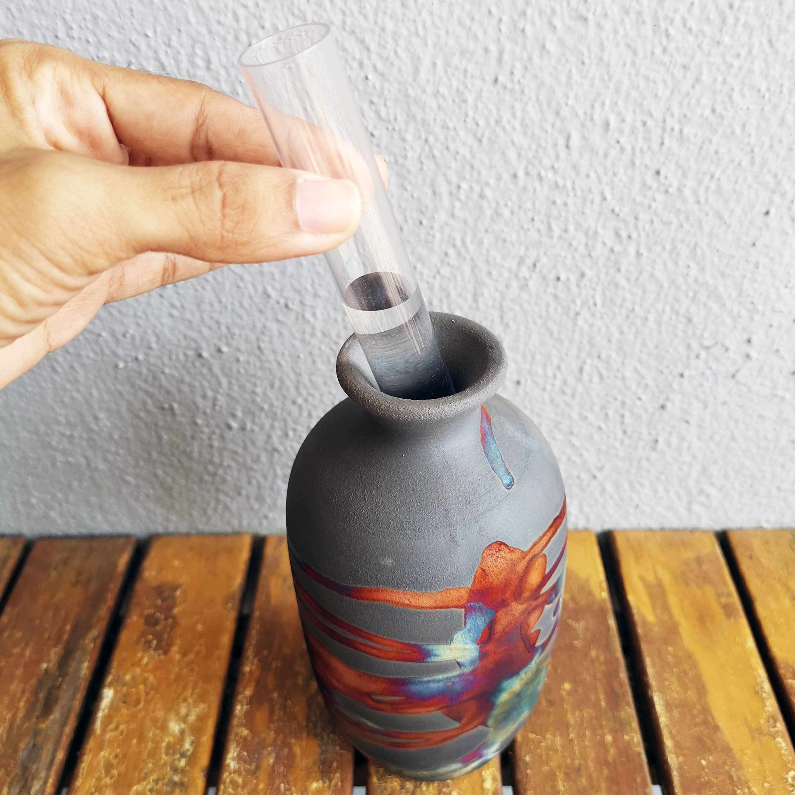Handmade Ceramic Raku Vase Set of 2 - 7 Inch Boho Home Decor, Unique Pottery Gift for Women, Mom, Bridesmaid Wedding Present in Gift Box | Perfect for Living Room, Bedroom & Wedding Centerpieces