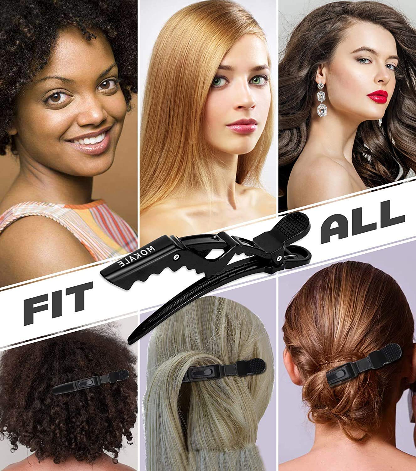 Professional Hair Sectioning Clips - Set of 6 Strong Crocodile Hair Clips with Free Hair Color Brush | Perfect for Salon Styling, Hair Coloring, and DIY Hair Treatments