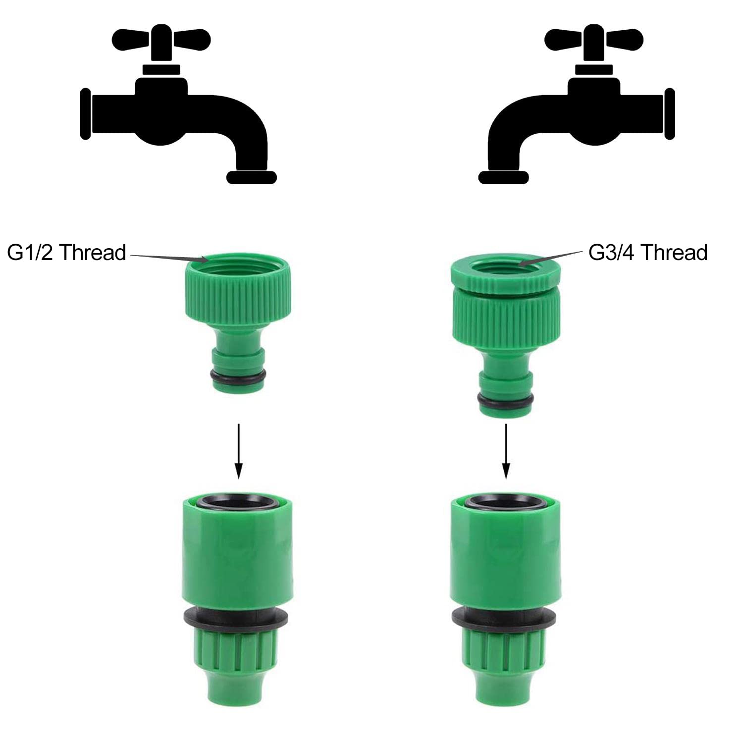 MroMax 3Pcs Quick Hose Connector 4/7mm - Garden Irrigation Adapter for Faucet & Tap