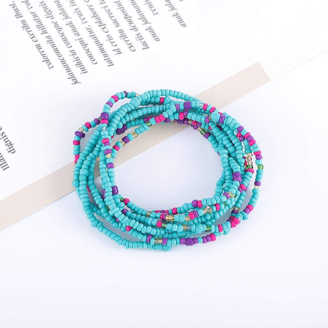 Boho Waist Chain Body Jewelry - African Beaded Belly Chains for Women & Girls - Colorful Bikini Accessories for Beach, Festival & Summer Outfits