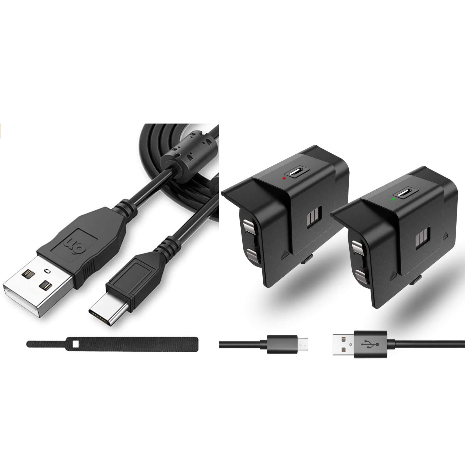 2 Pack Rechargeable Xbox One Controller Battery with 10FT Charging Cable - Compatible with Xbox One/S/X & Elite Controller - Long-Lasting Power for Gaming Sessions & Wireless Play