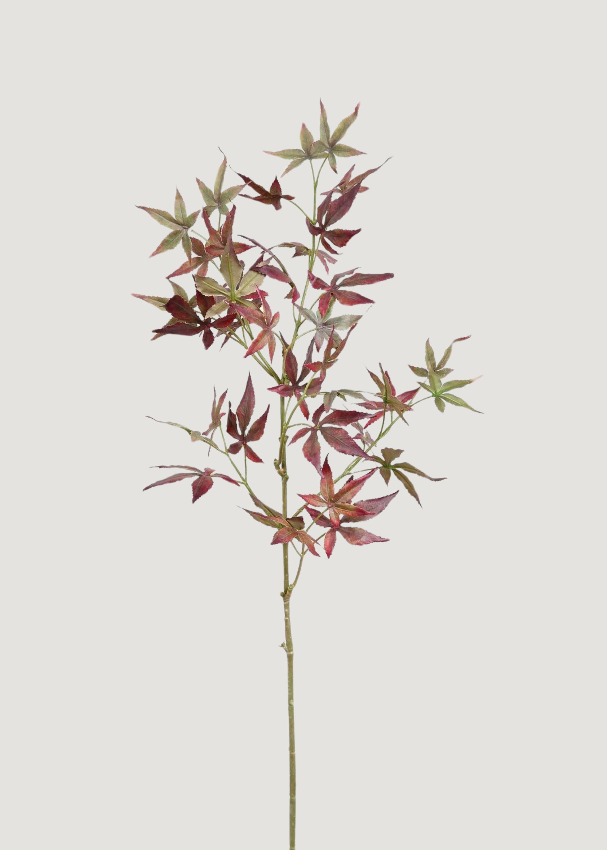 Artificial Japanese Maple Leaf Branch - Fall Burgundy & Green Foliage - 39