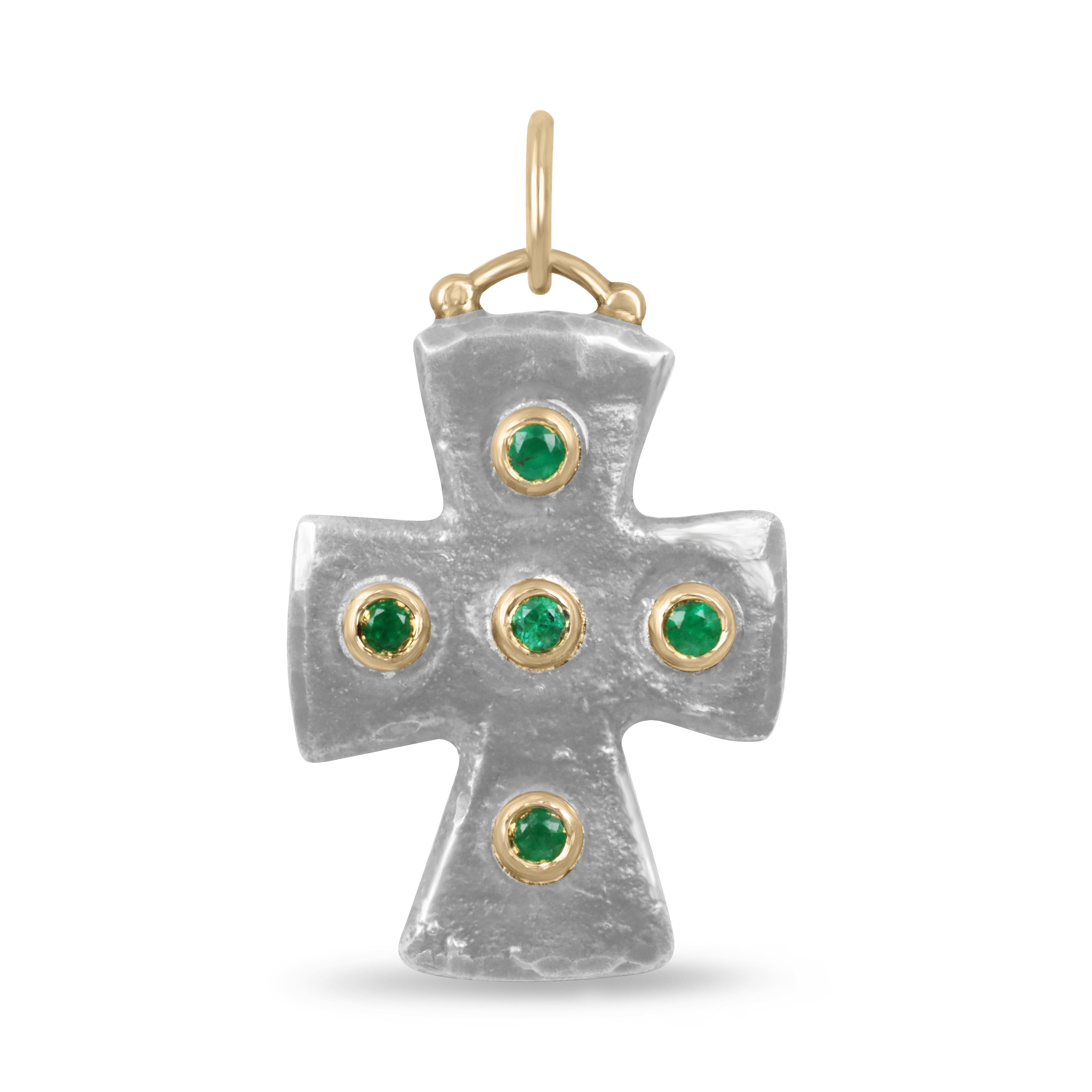 0.18tcw Byzantine 24K Gold & Sterling Silver Emerald Cross Pendant Necklace for Women - Elegant Religious Jewelry Gift for Baptism, First Communion & Christmas
