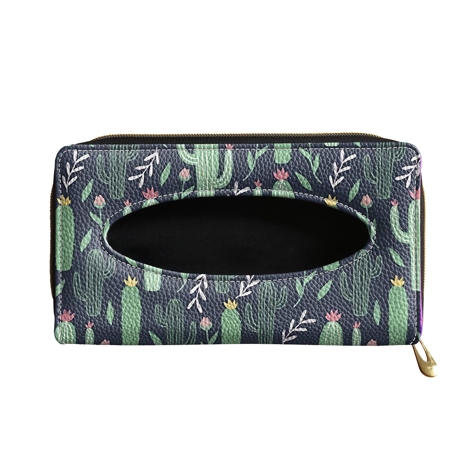 Renewold 2-Pack Car Visor Tissue Holder - Cactus Print Leather Napkin Storage Box for SUV, Van, Sedan & Truck | Tropical Design Car Accessory for Road Trips, Commuting & Travel Convenience