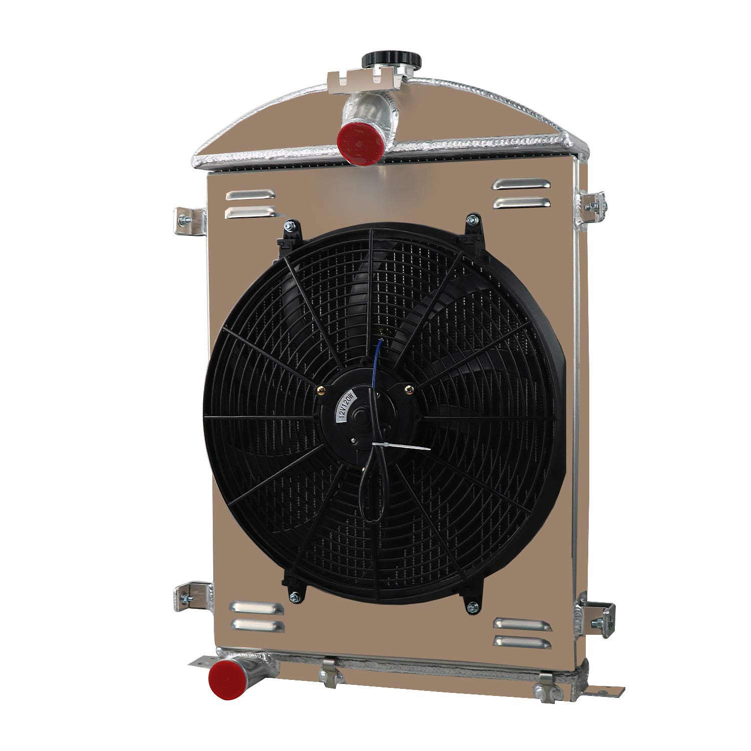 ALLOYWORKS Heavy Duty 3-Row Aluminum Radiator with Shroud Fan & Relay Kit - Compatible with 1930-1931 Ford Model A/AA 3.3L L4 V8 Engines - Perfect for Classic Car Restoration & Hot Rod Upgrades