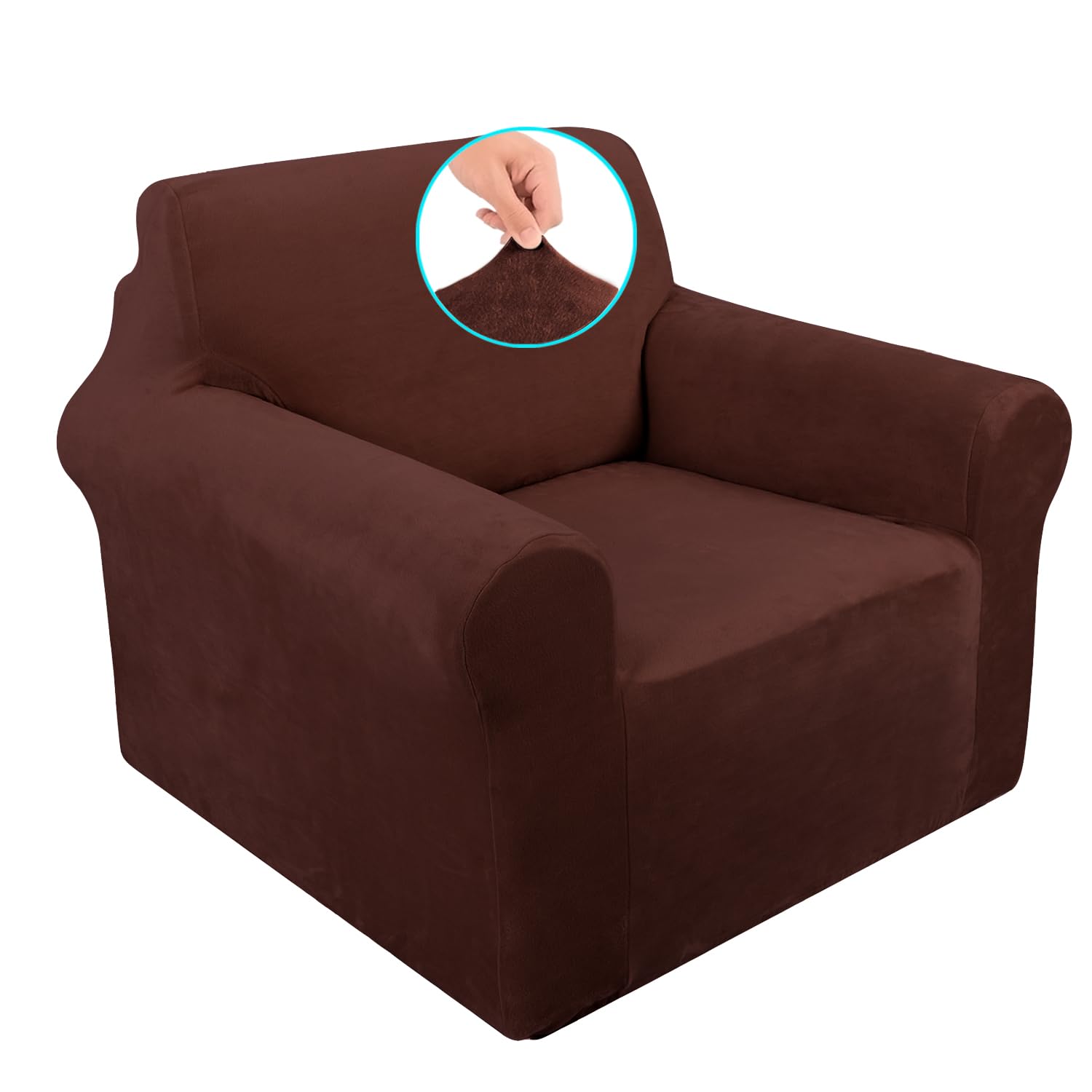 U-NICE HOME Stretch Velvet Chair & Sofa Covers - Furniture Protector Slipcovers for Pets (Chocolate) | Perfect for Living Room, Bedroom & Pet-Friendly Homes
