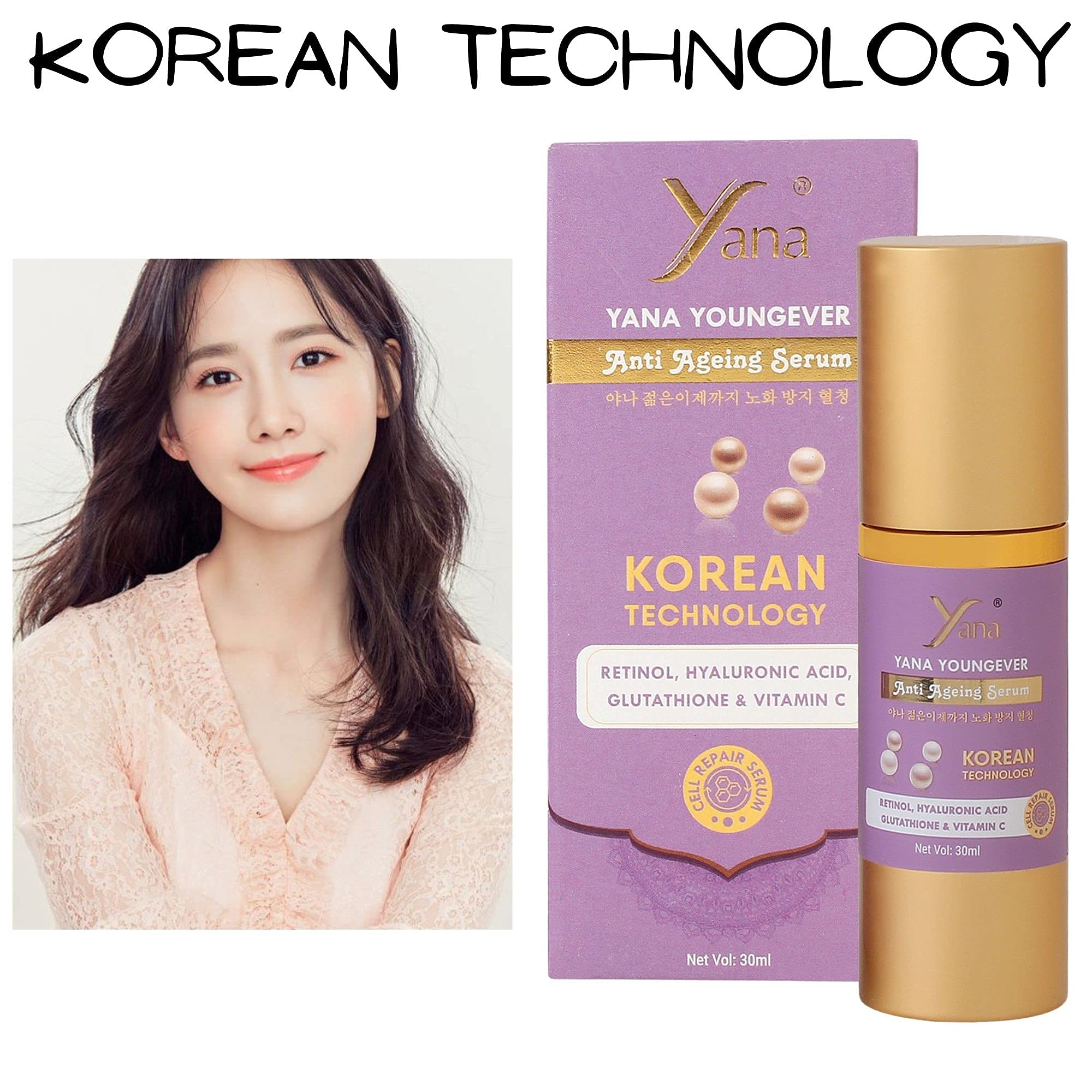 YANA YOUNG Anti-Aging Serum Spray Cream with Korean Technology & Hyaluronic Acid - Hydrating Face Moisturizer for Men & Women - Perfect for Daily Skincare Routine & Travel