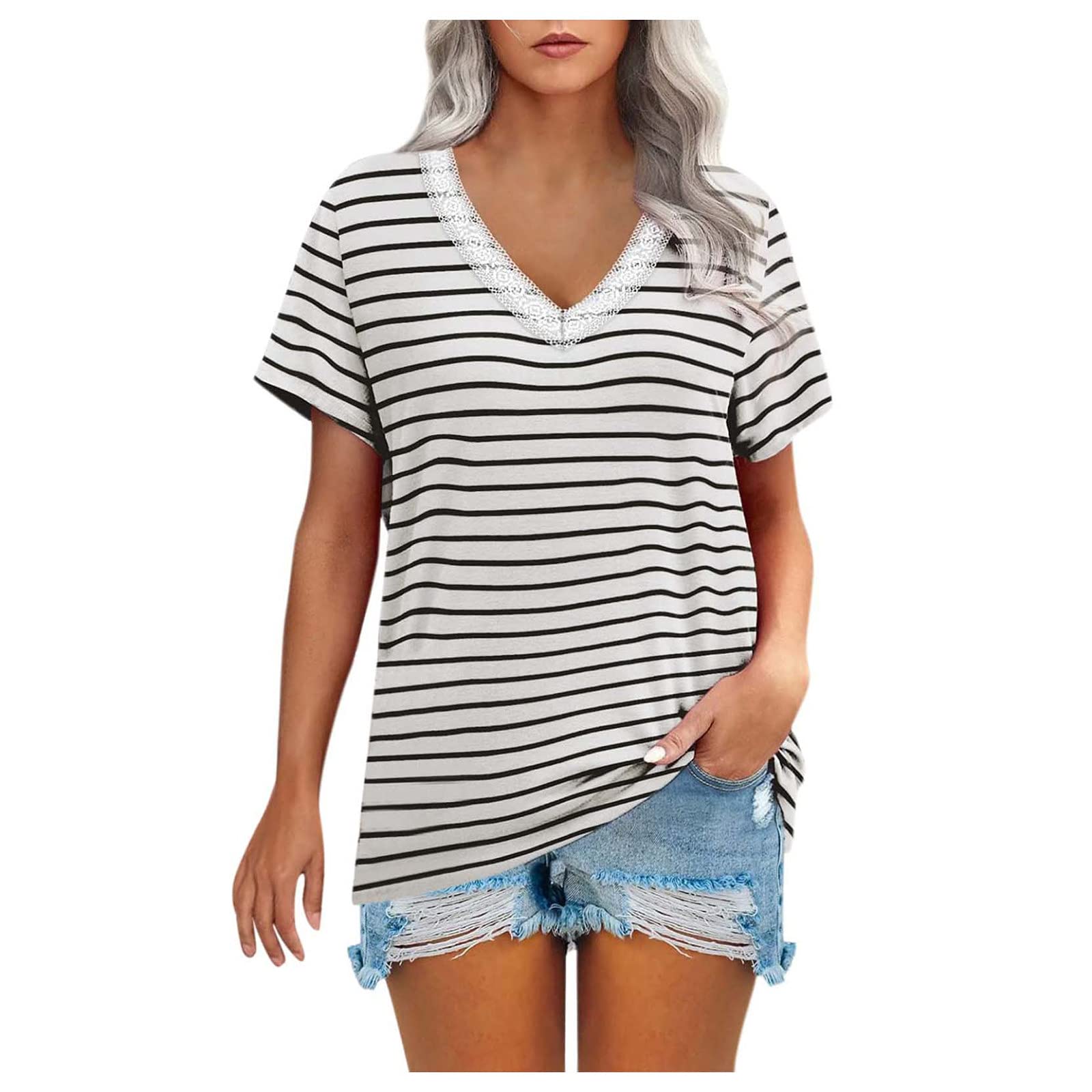 KAMEMIR Women's Summer Tops - Casual Short Sleeve Printed T-Shirts, Basic Comfy Tees for Dressy & Everyday Wear | Perfect for Beach, Office & Weekend Outings