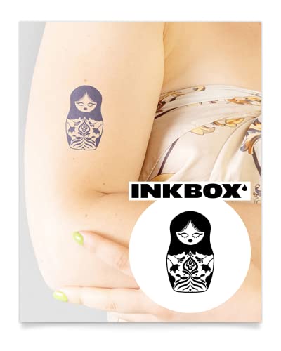Premium Inkbox Temporary Tattoos - Semi-Permanent Waterproof Fake Tattoo Lasts 1-2 Weeks | Easy Application & Long-Lasting | 3x3 Inch Matryoshka Design | Perfect for Parties, Festivals & Body Art Enthusiasts