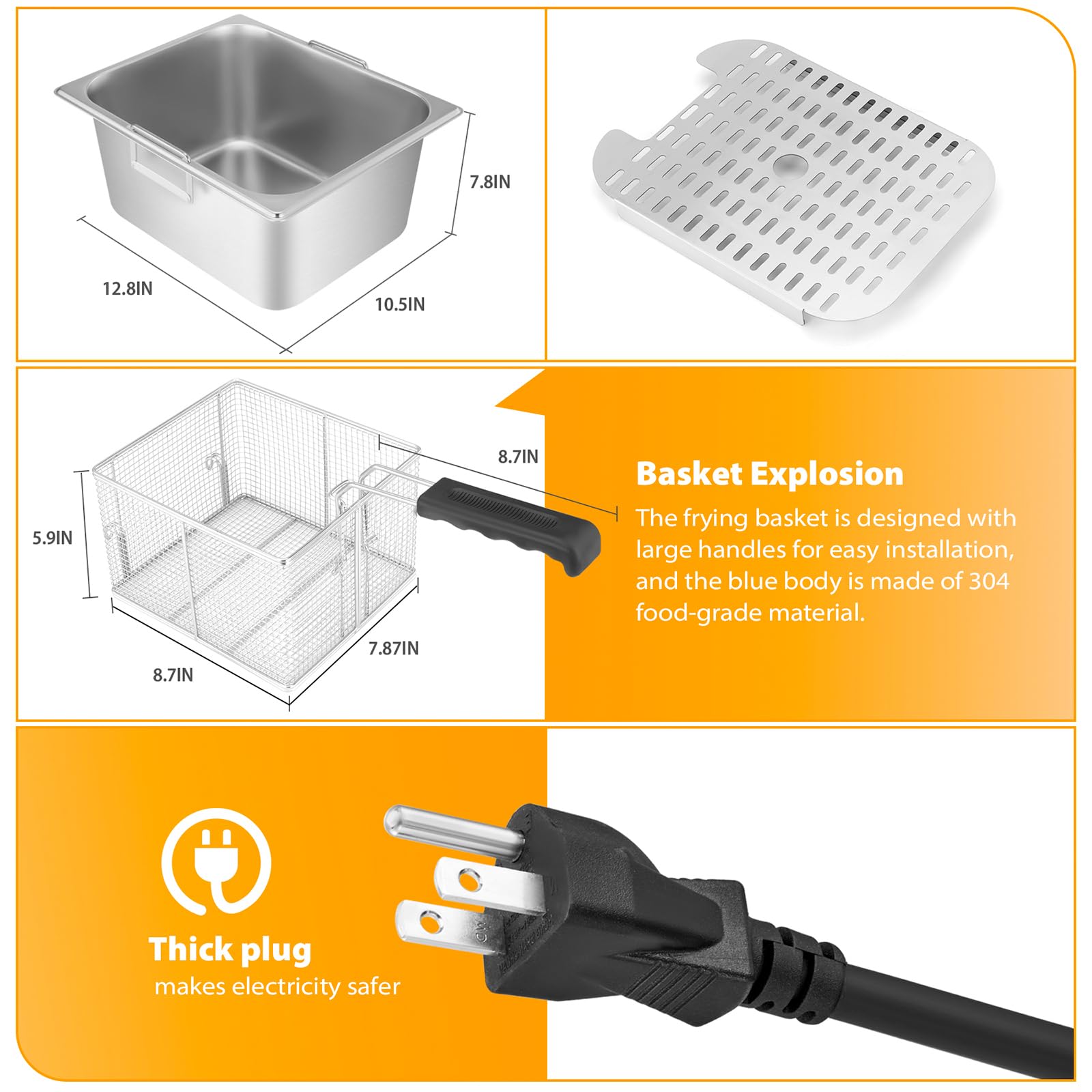 Commercial Deep Fryer 13L x 2 (13.7Qt x 2) with Precise Temperature Control & Timer - 1800W x 2, 120V Countertop Restaurant Fryer with 2 Baskets - Perfect for Fast Food, Chicken Wings, French Fries, and Seafood Cooking