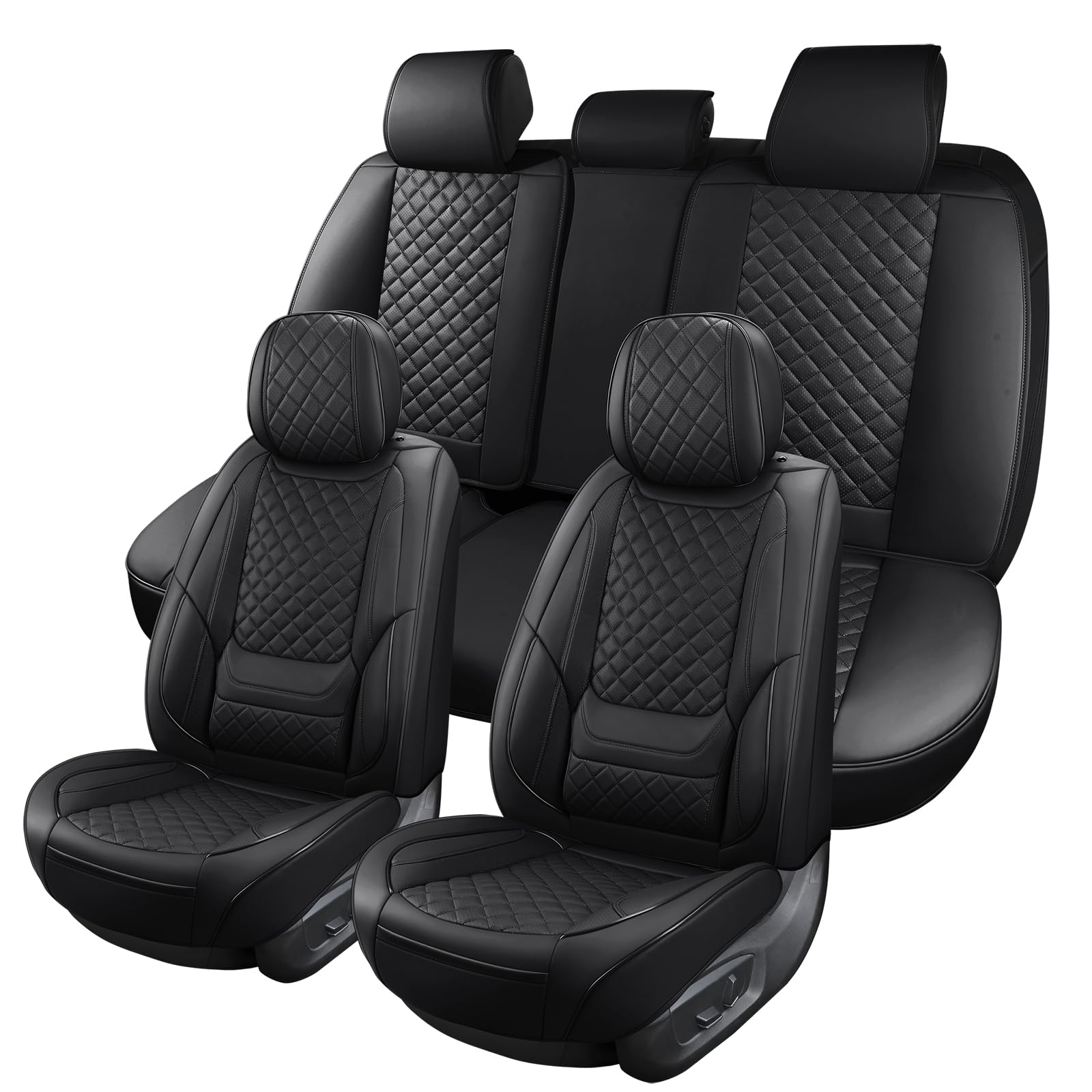 Universal Waterproof Breathable Car Seat Covers Full Set - Premium Automotive Seat Protectors for Most Cars, SUVs, Trucks & Vans (Black) | Perfect for Road Trips, Daily Commute & Pet Protection