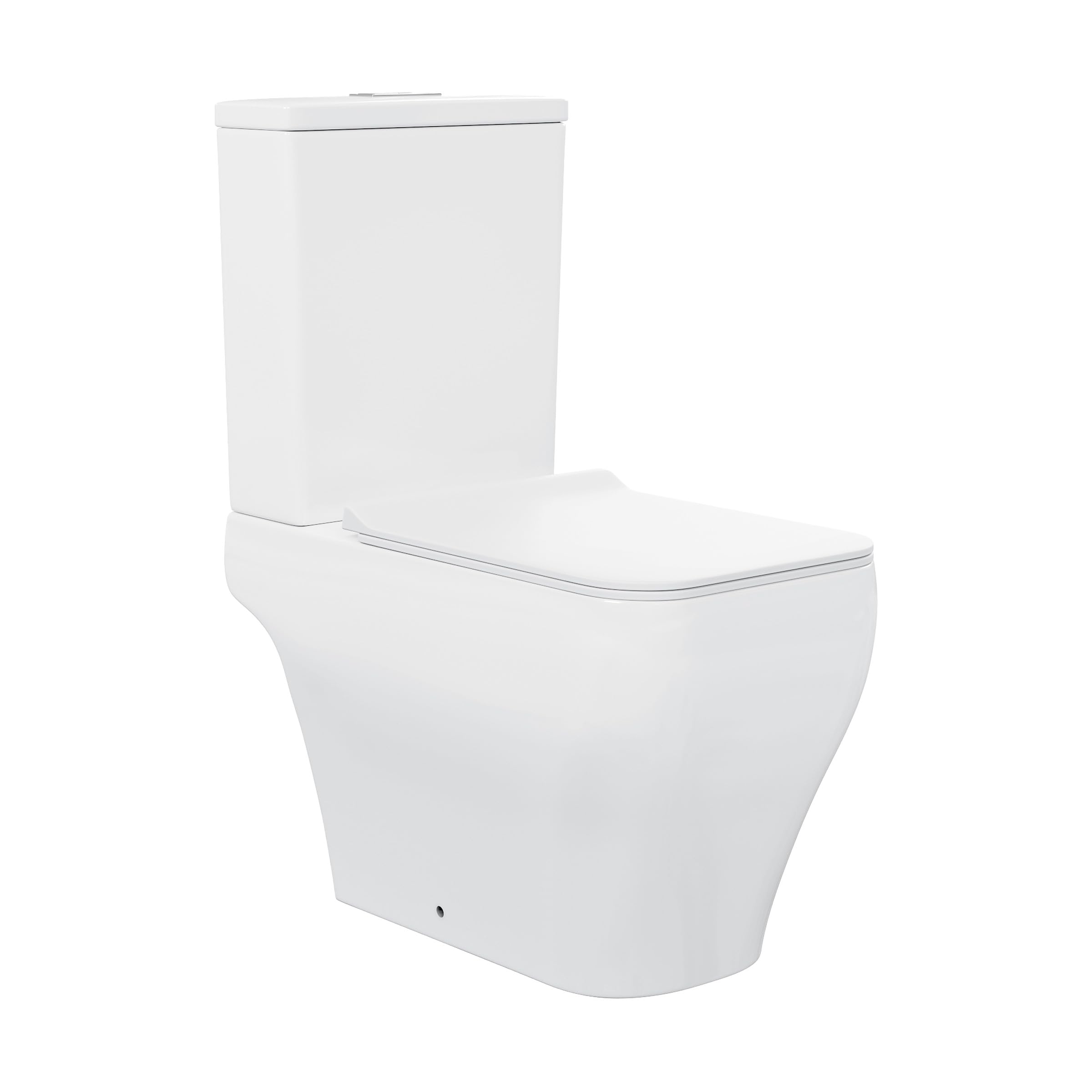 Nadar Two-Piece Square Toilet with Dual-Flush System (1.1/1.6 GPF) - Water Efficient White Bathroom Toilet for Modern Homes & Commercial Spaces