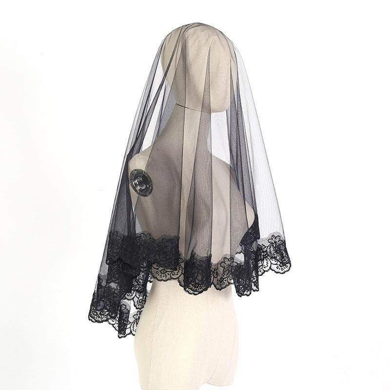 Black Ghost Bridal Veil Halloween Headwear - Spooky Short Hairstyle Accessory for Costume Parties & Cosplay
