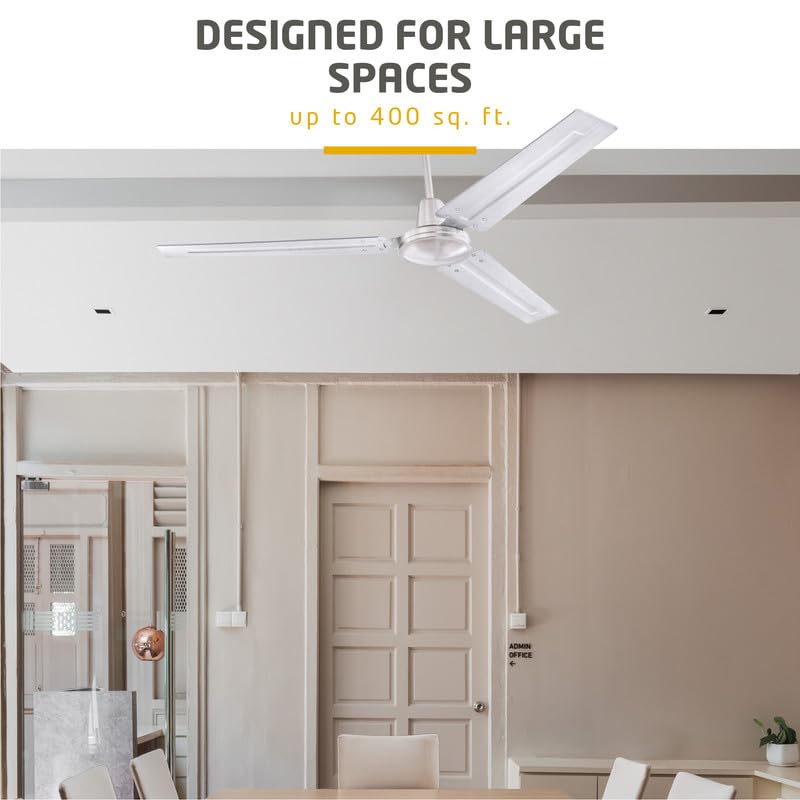 Ciata 2 Pack 56 Inch Industrial Ceiling Fan with Brushed Nickel Steel Blades - Heavy Duty Shop Fan, Commercial Grade Garage Fan for Warehouse, Workshop & Indoor Use