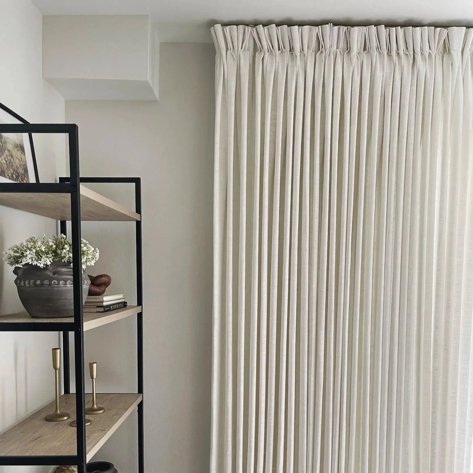 Linen Pinch Pleated Curtains for Living Room & Bedroom - Elegant Drapes with Liz Design for Home Decor | Blackout & Sheer Window Treatments