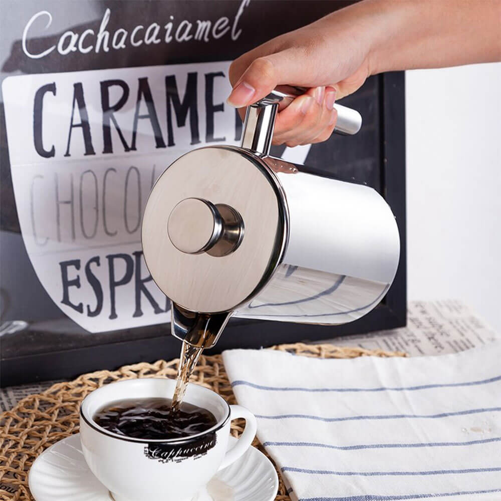 Premium Jaxton Stainless Steel French Press Coffee Maker - 34oz Double-Wall Insulated for Hotter & Longer Lasting Coffee - Perfect for Home, Office, Camping & Gifts