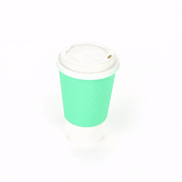 16 oz Eco-Friendly Light Green Ripple Wall Paper Coffee Cups with White Lids - 200 Count Bulk Pack (3.5