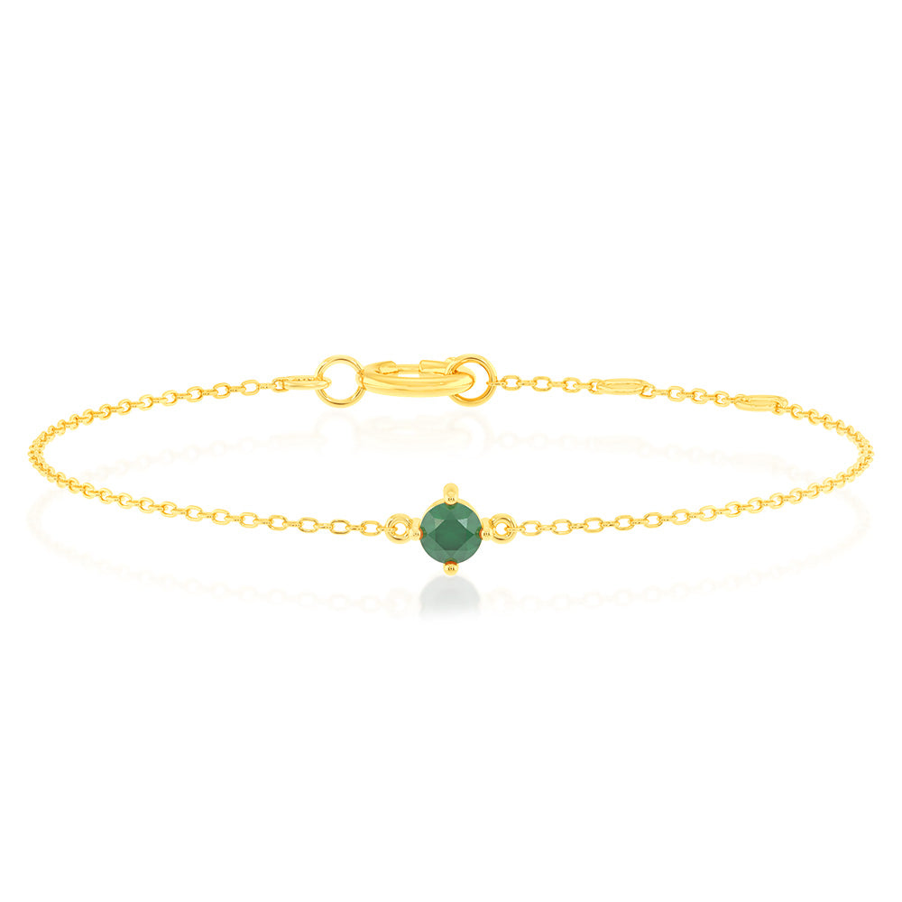 0.24 Carat Lab-Created Emerald Adjustable Bracelet - 17cm 9ct Yellow Gold for Women - Perfect for Gifts, Weddings & Special Occasions