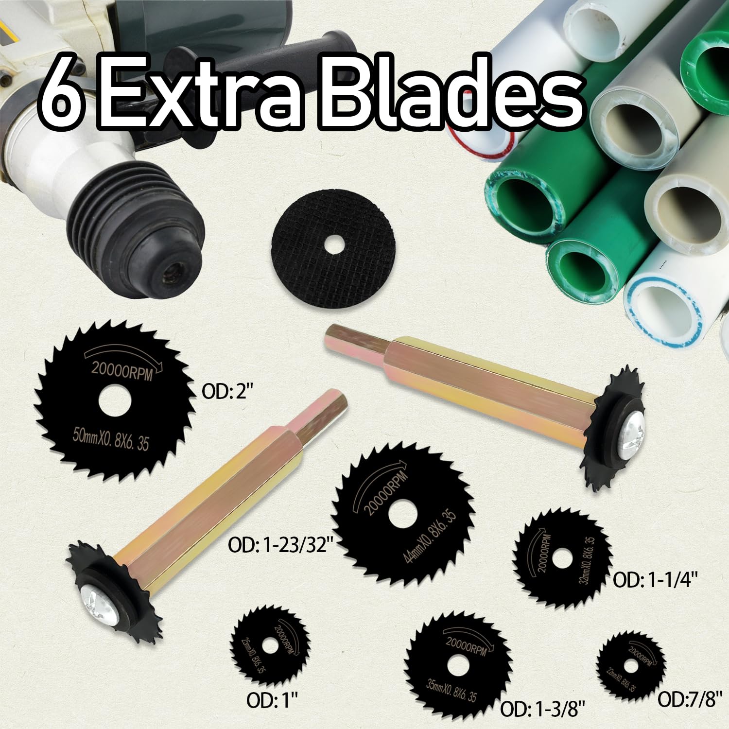 Sutekus Inside Pipe Cutter with 6 Replacement Blades - Internal Plumbing Tool with Grinding Wheel for PVC & Plastic Pipes - Perfect for DIY Home Repairs, Plumbing Projects & Pipe Cutting Tasks