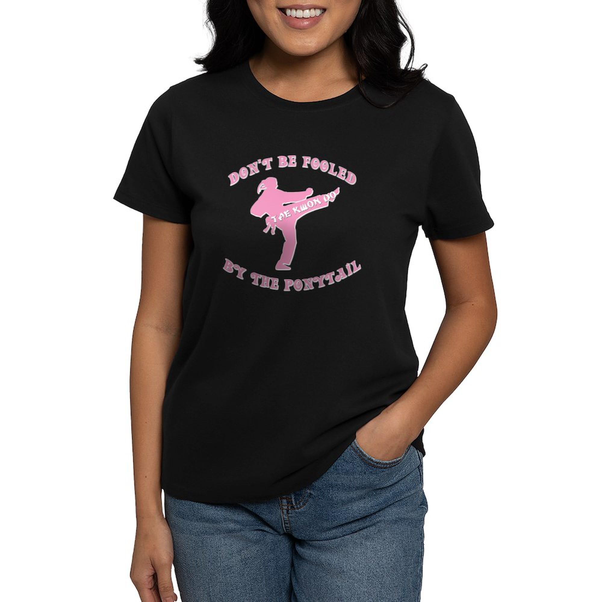 Taekwondo Women's Dark Cotton T-Shirt - Comfortable Martial Arts Training Tee for Women | Perfect for Taekwondo Practice, Gym Workouts & Casual Wear