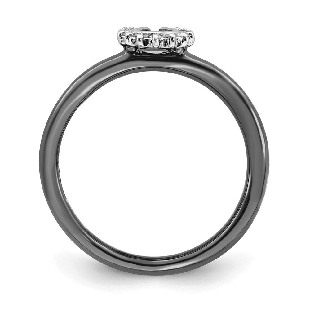 925 Sterling Silver Stackable Black-Plated Diamond Horseshoe Ring Eternity Band (0.07 cttw) - Perfect for Everyday Wear, Gift Giving & Western Fashion Accessories
