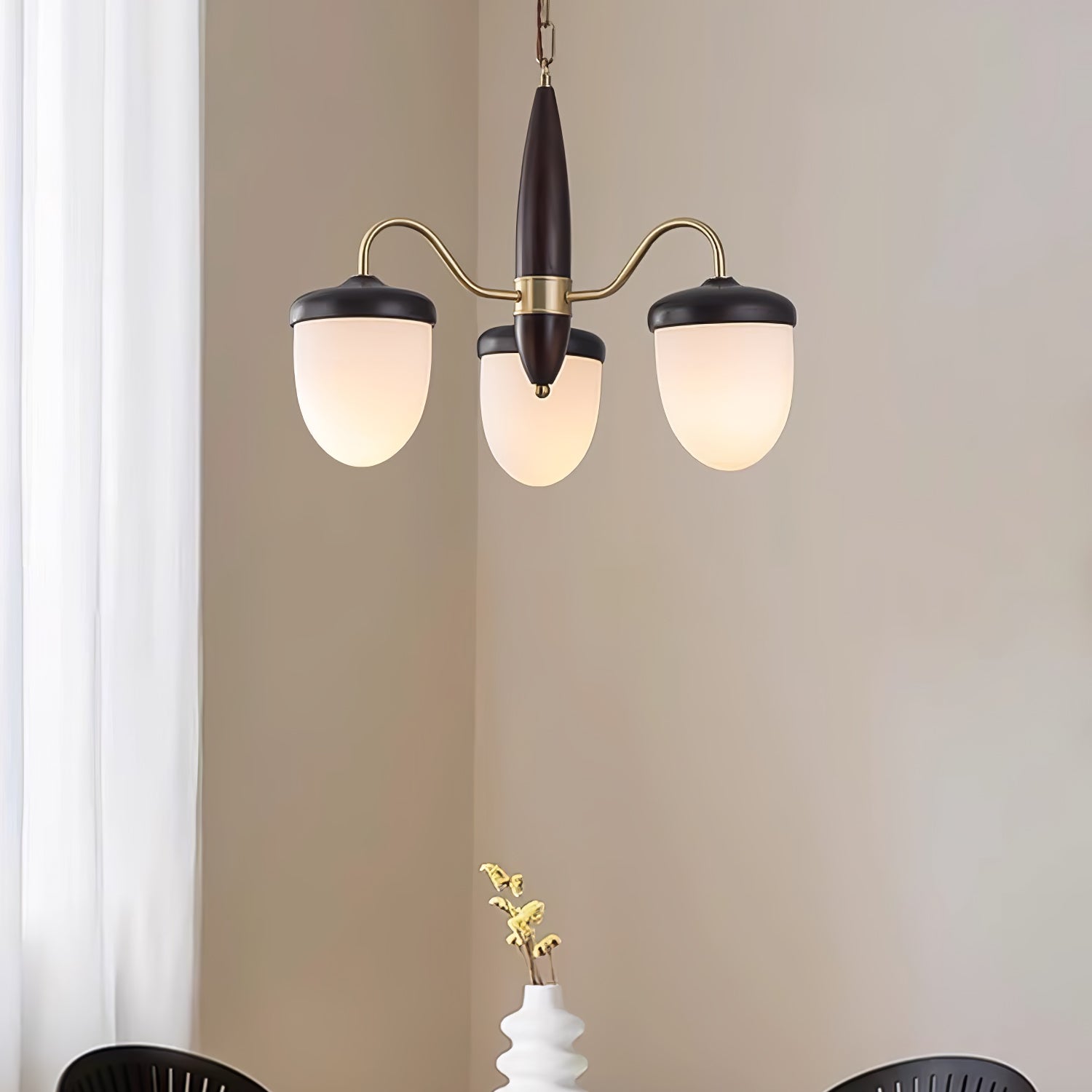 Elegant Hazelnut Branch Chandelier - Rustic Wooden Ceiling Light Fixture for Dining Room, Bedroom, or Cabin Decor