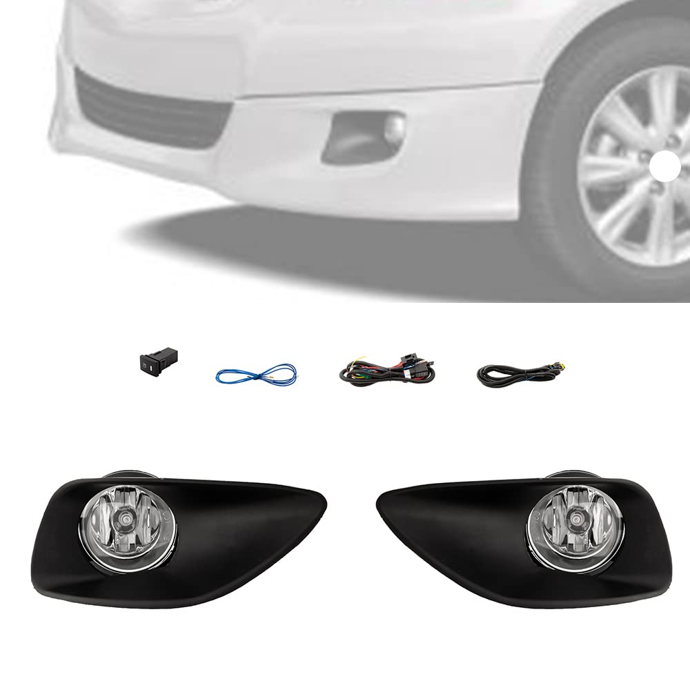 2007-2012 Toyota Yaris Sedan Fog Lights Kit - Pair of Durable Bumper Fog Lamps with Bezel, Wiring & Switch - Perfect for Night Driving and Bad Weather Visibility