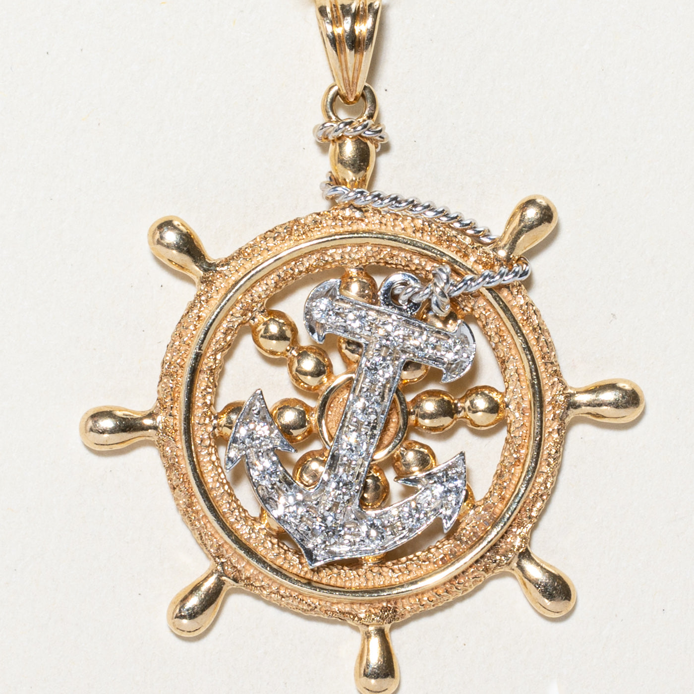 0.36ctw Diamond Anchor & Helm Pendant Necklace - Sterling Silver Nautical Jewelry for Women - Perfect for Sailors, Navy Lovers & Beach Wedding Gifts