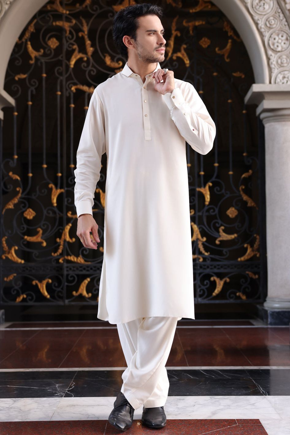 Elegant Blended Off White Shalwar Kameez - Premium Pakistani Traditional Outfit for Women | Perfect for Weddings, Festivals & Special Occasions