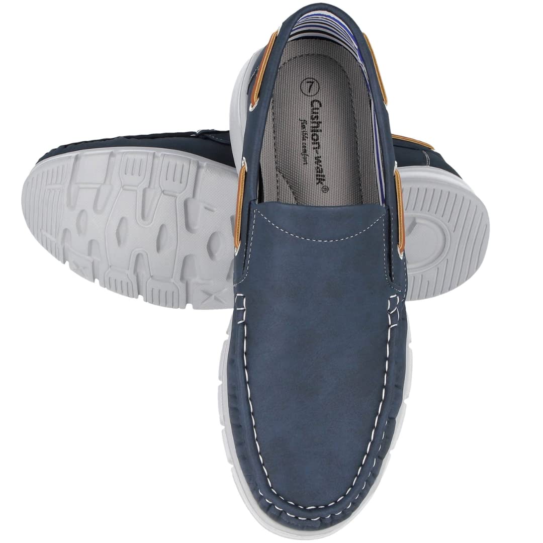 Men's Faux Leather Slip-On Classic Boat Deck Loafers - Comfortable Casual Shoes for Work, Travel & Everyday Wear