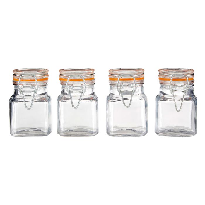 4-Piece Luca Clip Top Lid Glass Jars Set - Airtight Food Storage Containers for Kitchen, Pantry & Meal Prep - Perfect for Storing Dry Goods, Spices, Coffee & More